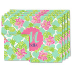 Preppy Hibiscus Linen Placemat w/ Name and Initial