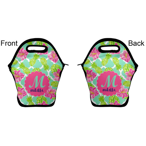Preppy Hibiscus Lunch Bag - Front and Back
