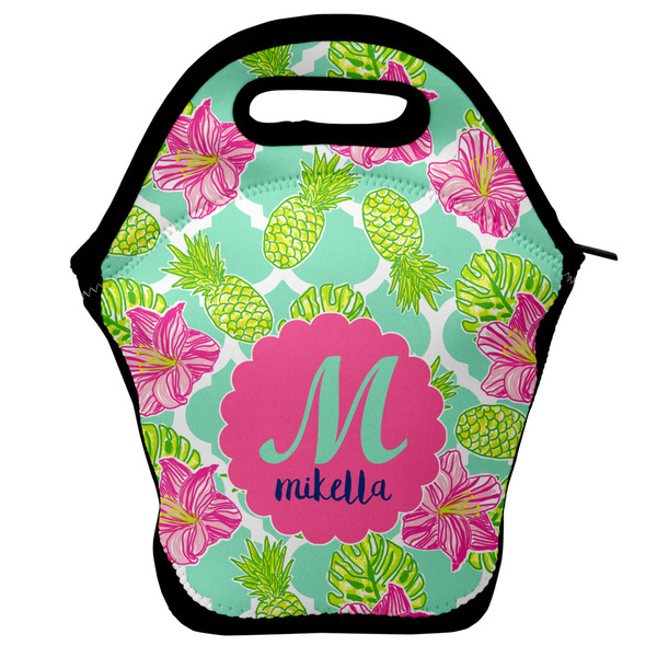 Custom Preppy Hibiscus Lunch Bag w/ Name and Initial
