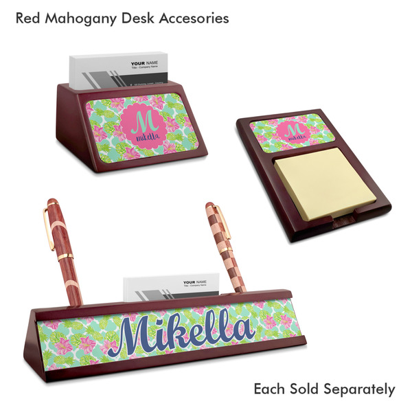 Preppy Hibiscus Mahogany Desk Accessories