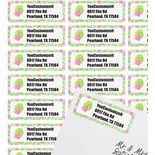 Preppy Hibiscus Mailing Label on Envelope - Multiple Labels