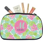Preppy Hibiscus Makeup / Cosmetic Bag - Medium (Personalized)