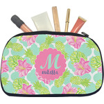 Preppy Hibiscus Makeup / Cosmetic Bag - Medium (Personalized)