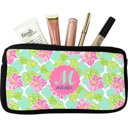 Preppy Hibiscus Makeup / Cosmetic Bag - Small (Personalized)