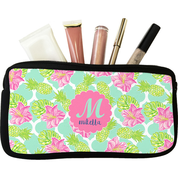 Custom Preppy Hibiscus Makeup / Cosmetic Bag - Small (Personalized)