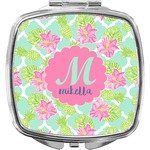 Preppy Hibiscus Compact Makeup Mirror (Personalized)