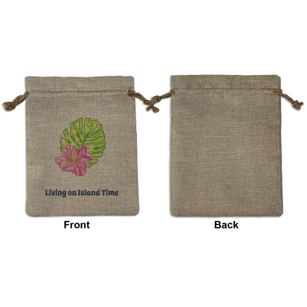Preppy Hibiscus Medium Burlap Gift Bag - Front Approval