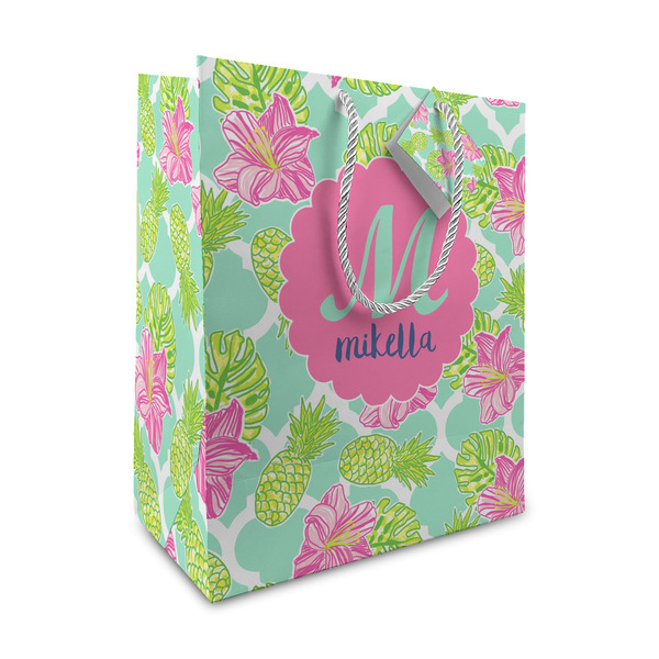 Custom Preppy Hibiscus Medium Gift Bag (Personalized)