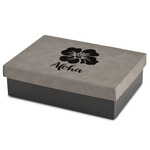 Preppy Hibiscus Medium Gift Box w/ Engraved Leather Lid (Personalized)
