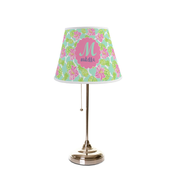 Preppy Hibiscus Poly Film Empire Lampshade - On Stand