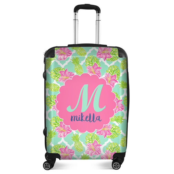 Custom Preppy Hibiscus Suitcase - 24" Medium - Checked (Personalized)