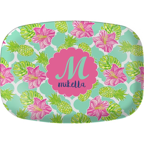 Custom Preppy Hibiscus Melamine Platter (Personalized)