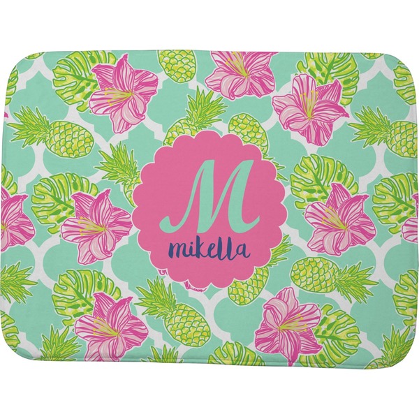Custom Preppy Hibiscus Memory Foam Bath Mat - 48"x36" (Personalized)