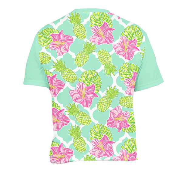 Preppy Hibiscus Men's Crew Neck T Shirt Medium - Back