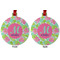 Preppy Hibiscus Metal Ball Ornament - Front and Back