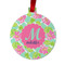 Preppy Hibiscus Metal Ball Ornament - Front