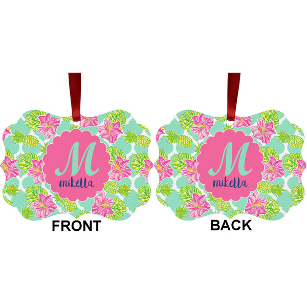 Preppy Hibiscus Metal Benilux Ornament - Front and Back (APPROVAL)
