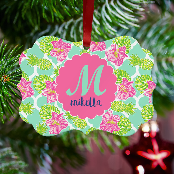 Preppy Hibiscus Metal Benilux Ornament - Lifestyle