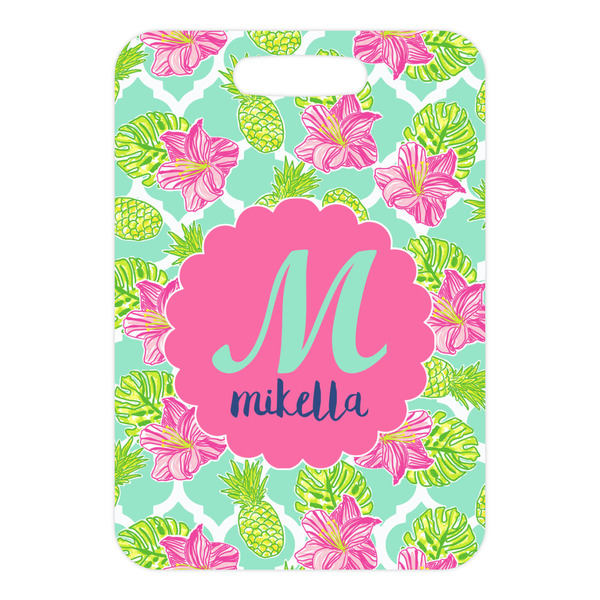 Preppy Hibiscus Metal Luggage Tag - Front Without Strap