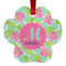 Preppy Hibiscus Metal Paw Ornament - Double Sided w/ Name and Initial