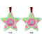Preppy Hibiscus Metal Star Ornament - Front and Back