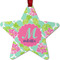 Preppy Hibiscus Metal Star Ornament - Front