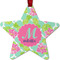 Preppy Hibiscus Metal Star Ornament - Double Sided w/ Name and Initial
