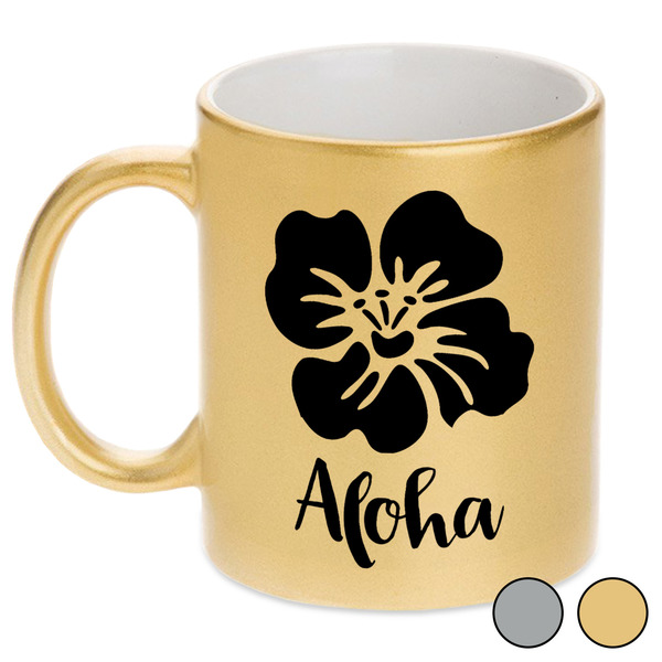 Preppy Hibiscus Metallic Mugs