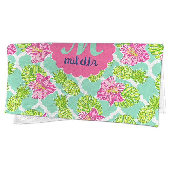 Preppy Hibiscus Microfiber Dish Rag - FOLDED (half)