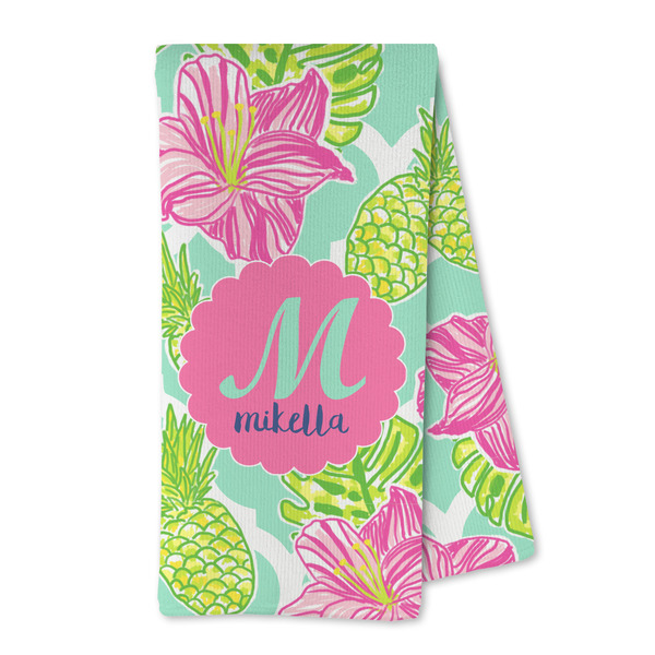 Custom Preppy Hibiscus Kitchen Towel - Microfiber (Personalized)
