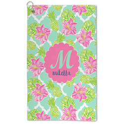 Preppy Hibiscus Microfiber Golf Towel (Personalized)