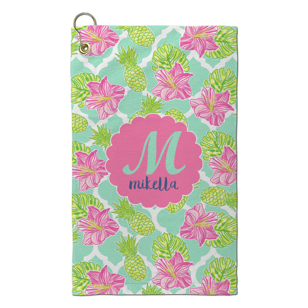 Custom Preppy Hibiscus Microfiber Golf Towel - Small (Personalized)