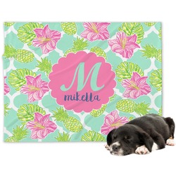 Preppy Hibiscus Dog Blanket - Large (Personalized)