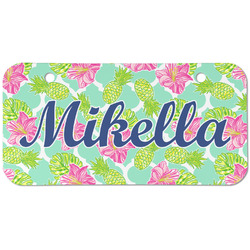 Preppy Hibiscus Mini/Bicycle License Plate (2 Holes) (Personalized)