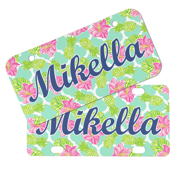 Preppy Hibiscus Mini License Plates - MAIN (4 and 2 Holes)