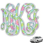 Preppy Hibiscus Monogram Car Decal (Personalized)
