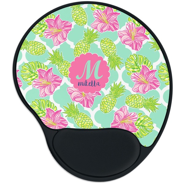 Custom Preppy Hibiscus Mouse Pad with Wrist Support