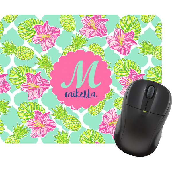 Custom Preppy Hibiscus Rectangular Mouse Pad (Personalized)