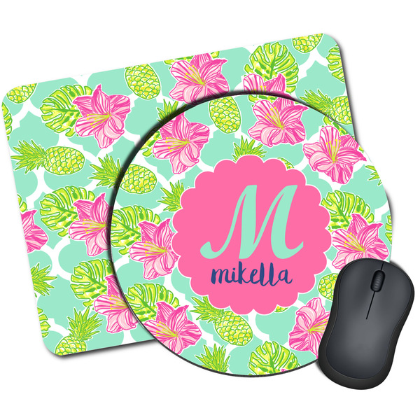 Custom Preppy Hibiscus Mouse Pad (Personalized)