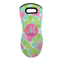 Preppy Hibiscus Neoprene Oven Mitt w/ Name and Initial