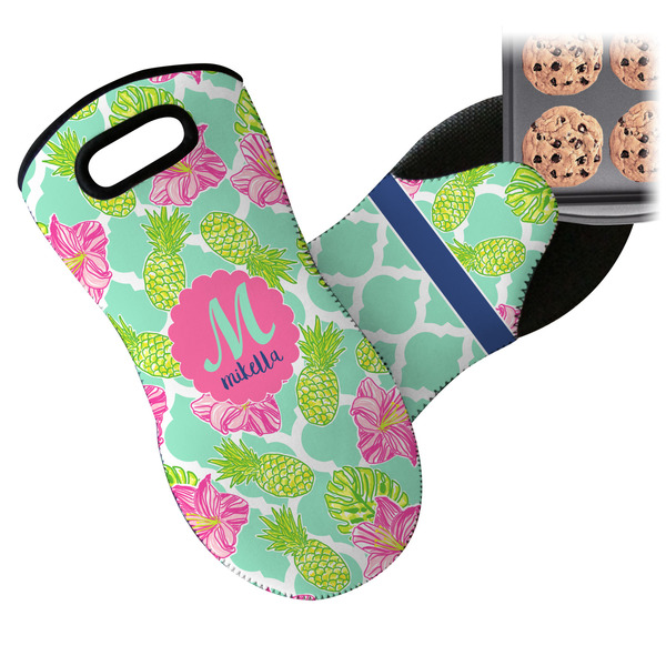 Preppy Hibiscus Neoprene Oven Mitt