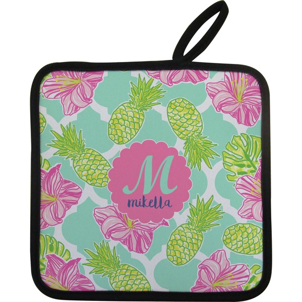 Custom Preppy Hibiscus Pot Holder w/ Name and Initial
