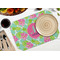 Preppy Hibiscus Octagon Placemat - Single front (LIFESTYLE) Flatlay