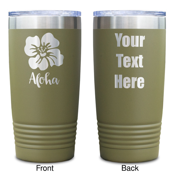 Preppy Hibiscus Olive Polar Camel Tumbler - 20oz - Double Sided - Approval