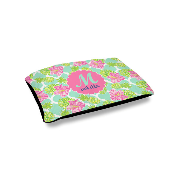 Custom Preppy Hibiscus Outdoor Dog Bed - Small (Personalized)