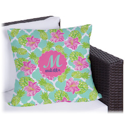 Preppy Hibiscus Outdoor Pillow (Personalized)