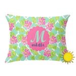 Preppy Hibiscus Outdoor Throw Pillow (Rectangular) (Personalized)