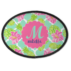 Preppy Hibiscus Iron On Oval Patch w/ Name and Initial