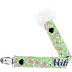 Preppy Hibiscus Pacifier Clips (Personalized)