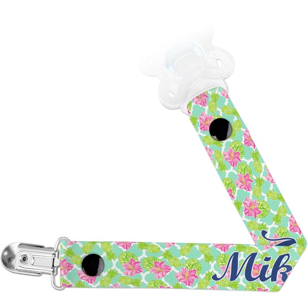 Custom Preppy Hibiscus Pacifier Clip (Personalized)